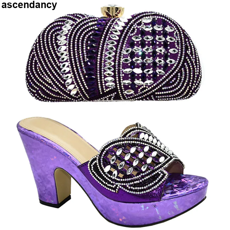 

New African Shoes for Women High Heels Party Pumps African Wedding Italian Shoe and Bag Sets Nigerian Shoes and Matching Bags