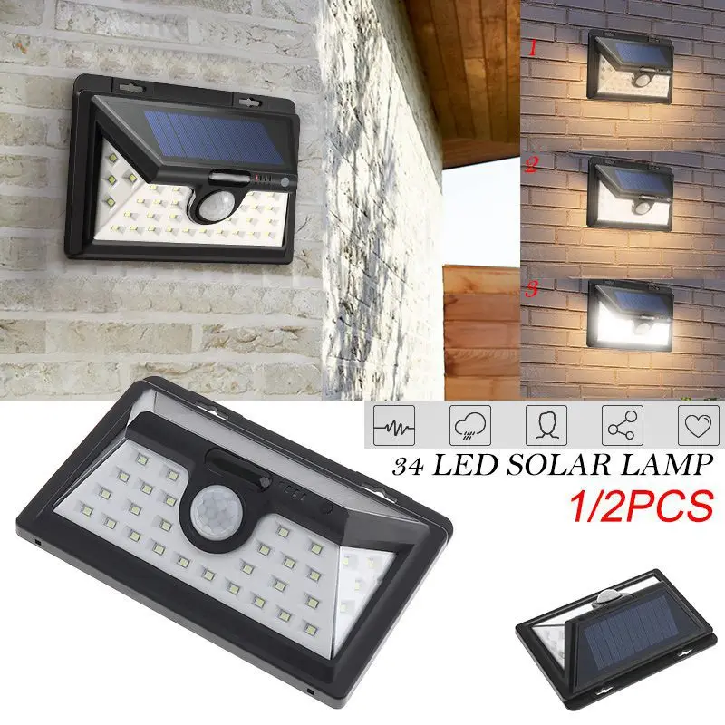 

Outdoor Waterproof 34 LED White Solar Power Light PIR Motion Sensor Security Wall Lamp 3 Modes for Garden Yard Street Pathway