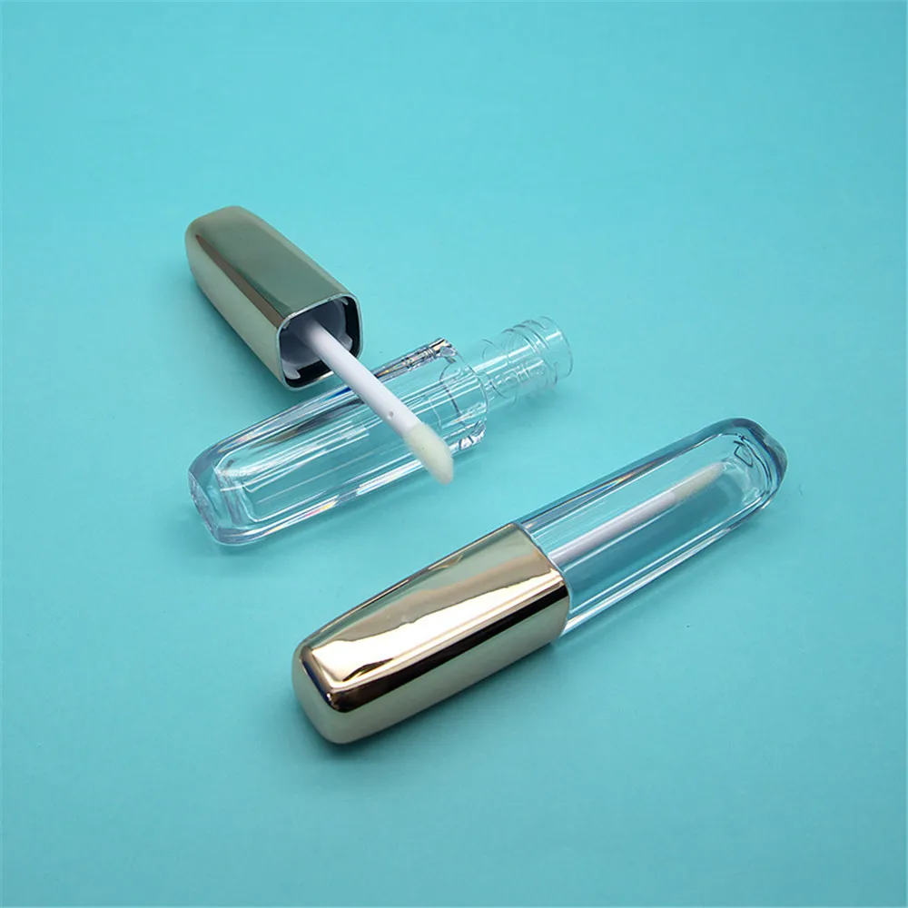 

3ml/5ml Square Lip Glaze Tube Empty Tube Golden Cap Diy Lip Gloss Refiilable Bottle Plastic Lip Balm Bottles Vials Container 1pc