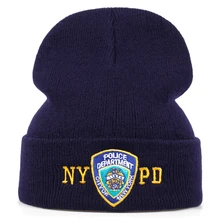 NYPD Police зимние теплые Skullies Beanies мужские толстые шапки бини мужская уличная спортивная шапочка в стиле кэжуал шапка двухслойная вязаная шапка