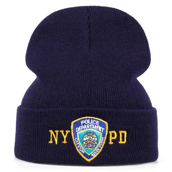 

NYPD Police Winter Warm Skullies Beanies Men Thick Beanie Hats Male Outdoor Sport Casual Bonnet Cap Double Layer Knitting Hat