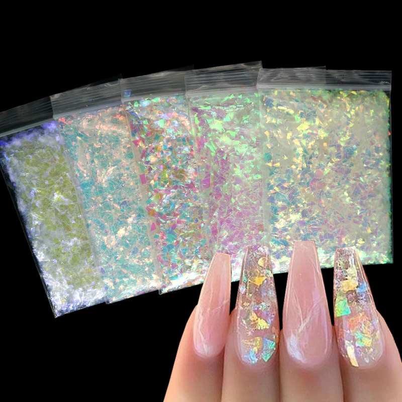 

10g Holographic AB Nail Glitter Flake Sparkly Sequins Irregular Paillette DIY Polish Manicure Nail Art Decoration Accessories