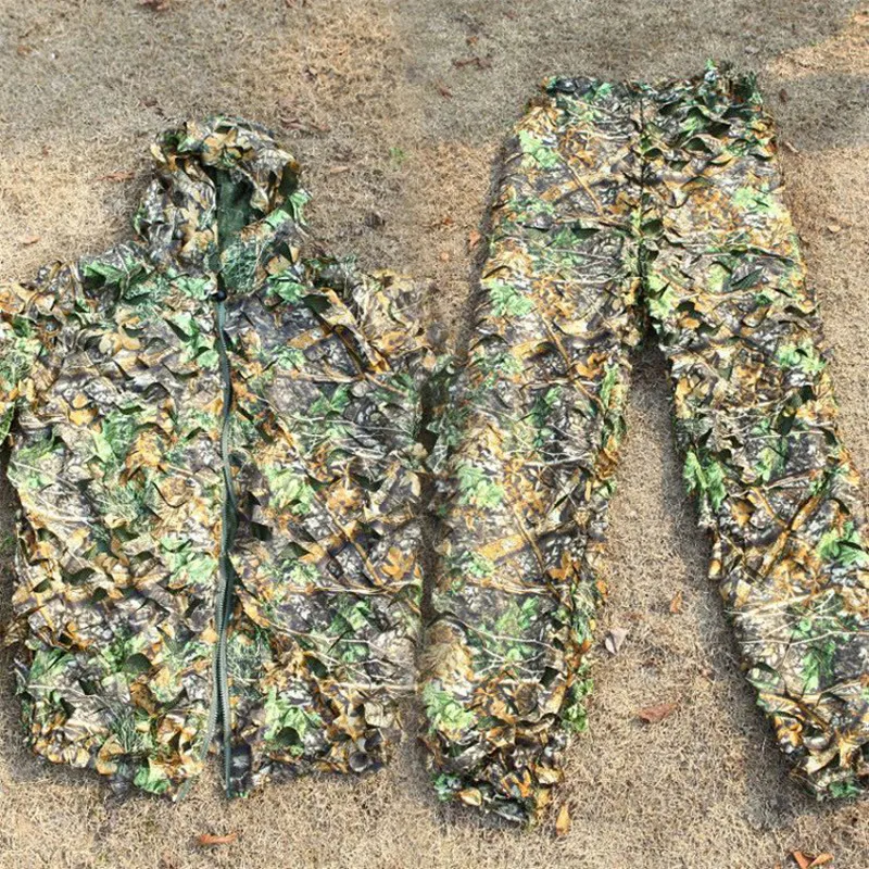 Sniper CS Bionic Camouflage Suit Men 3D Maple Leaf Ghillie Suits Jungle White Desert Mesh Hunting Clothes Birdwatching Camping