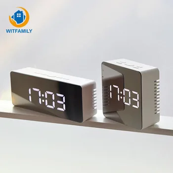 

Digital Table Alarm Clocks Mirror LED Electronic Clock Temperature Snooze Large Display Home Decor Desk LED Alarm Clock