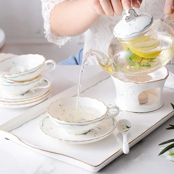 

Europe Bone china Coffee Cup and saucers British Elegant floral tea cup set espresso coffee cup Home Party Drinkware