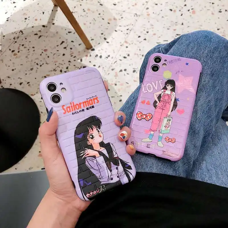 Чехол для iPhone 11 Pro MaX XR XS Max X 8 7 plus с японским аниме Sailormoon Sailormars розовый фиолетовый |