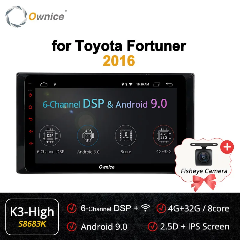 Ownice k3 k5 k6 Android 9,0 Восьмиядерный Автомобильный DVD Радио gps плеер для Toyota Fortuner DSP 360 панорама навигация 4G Оптический - Цвет: S8683 K3-High