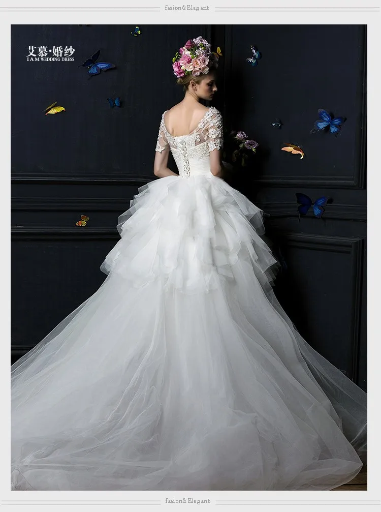 Casamento модное романтическое сексуальное свадебное платье с коротким рукавом vestido de novia свадебное платье со съемным шлейфом