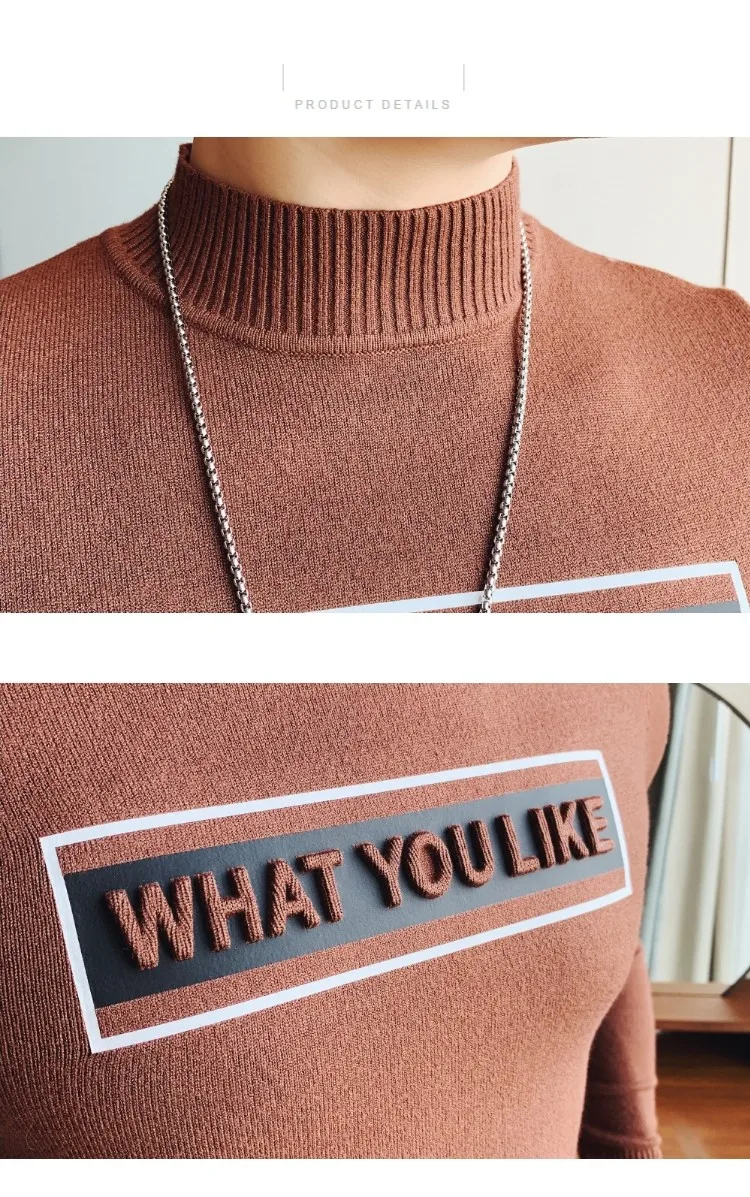 Высокое качество Pull Homme модные уличные свитера мужские универсальные повседневные водолазки с тиснением и надписью мужские пуловеры 3XL-M
