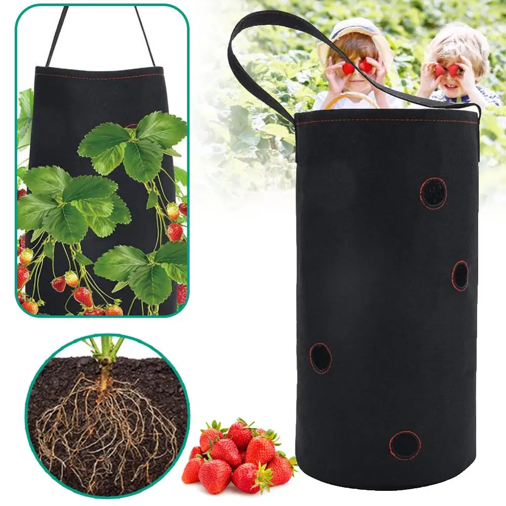 

Strawberry Planting Growing Bag DIY PE Fabrics Container Bags Grow Planter Pouch Root Bonsai Plant Pot Garden Supplies