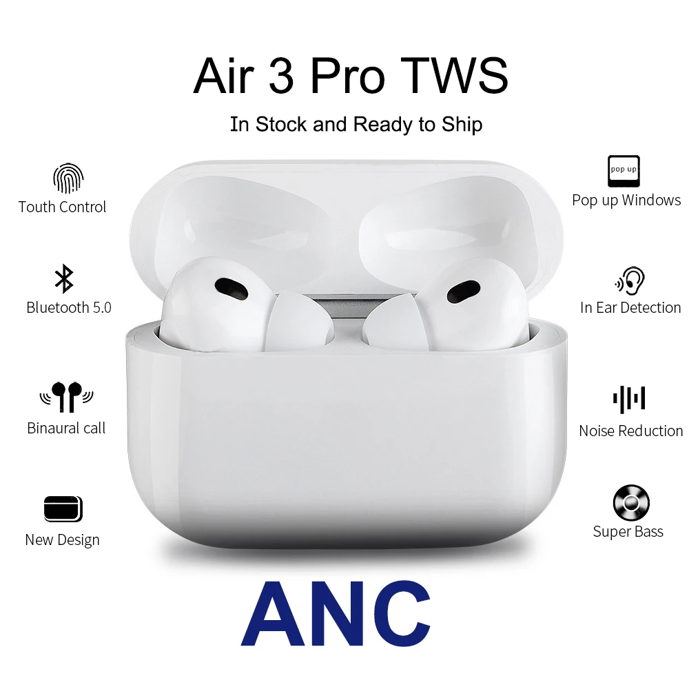 

ANC Original Air 3 Pro TWS 1:1 In Ear Bluetooth Earphone Headphones Stereo Mini Wireless Sport Earbuds Air Rro Case