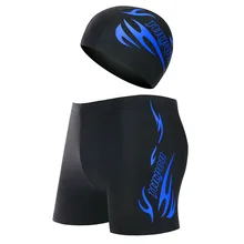 Fashion Swimming Trunks Men's Boxer Adult Swim Briefs Set Men Loose and Plus-sized Bathing Suit Men's Swimming Cap Swim Shorts
