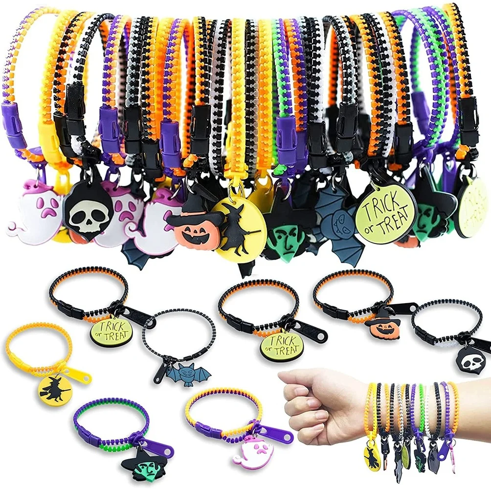 

1/3/5pcs Halloween Fidget Zipper Bracelets for Kids Party Favor Sensory Stress Bracelets Bulk Kit Wristband Birthday Gift Party