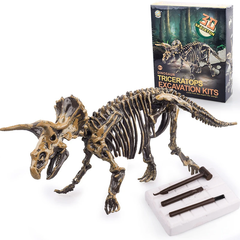 Kit de excavación de fósil de dinosaurio para niños, juguete de arqueología educativa, exquisito juego jurásico, figura de acción, esqueleto, modelo regalo