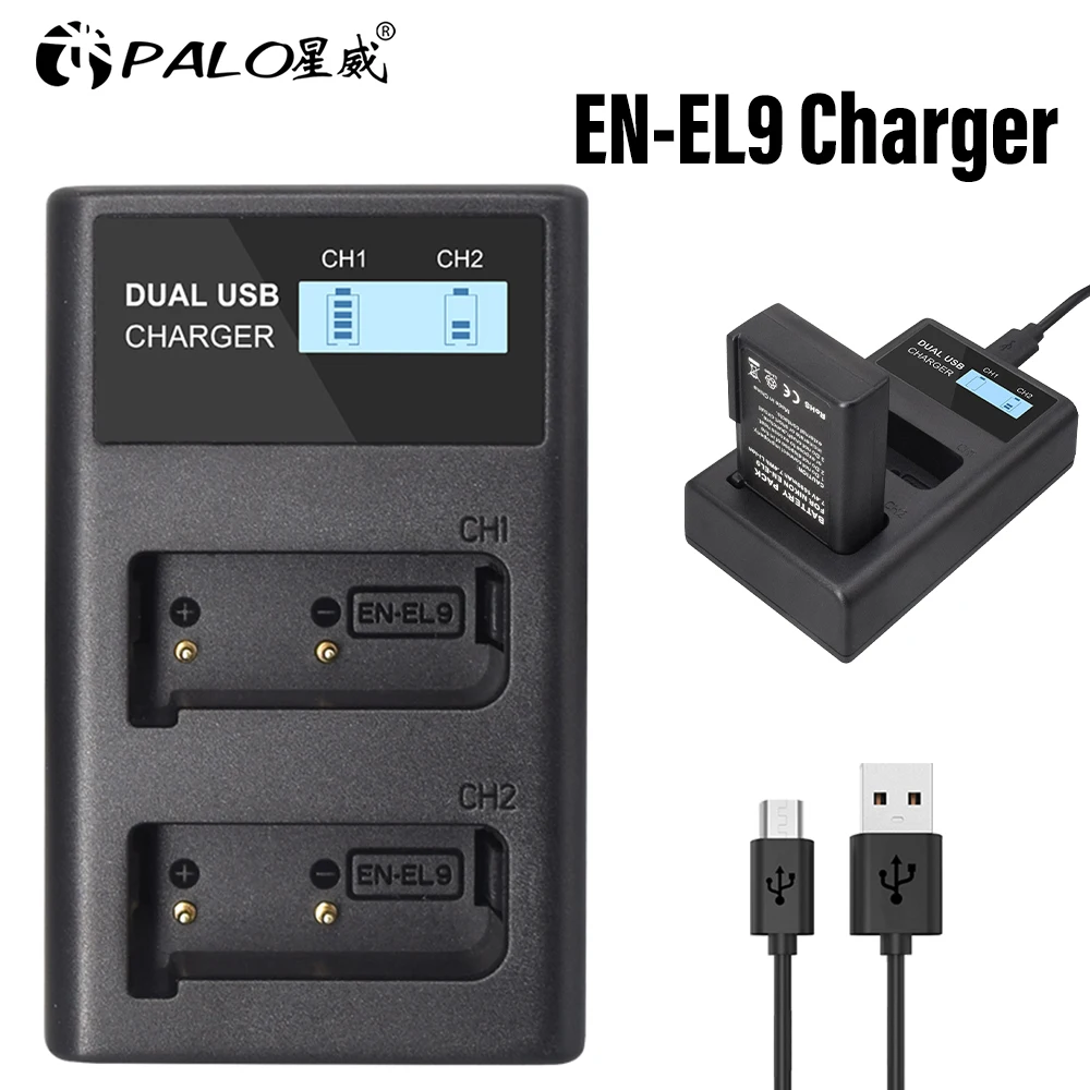 

PALO EN-EL9 EN EL9 EN-EL9a EN EL9a EL9a LCD Digital Battery Charger for Nikon D40 D60 D40X D5000 D3000