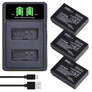 

LP-E12 LPE12 LP E12 Rechargeable Battery + LED Dual USB Charger for Canon Rebel SL1, EOS-M, EOS M2, EOS M10, EOS M50, EOS M100