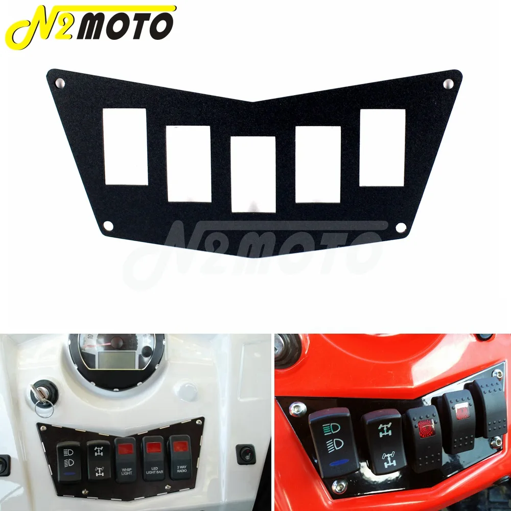 Black 5 Rocker Toggle Switch Panel Plate For Polaris Rzr 800 Rzr 900 Xp