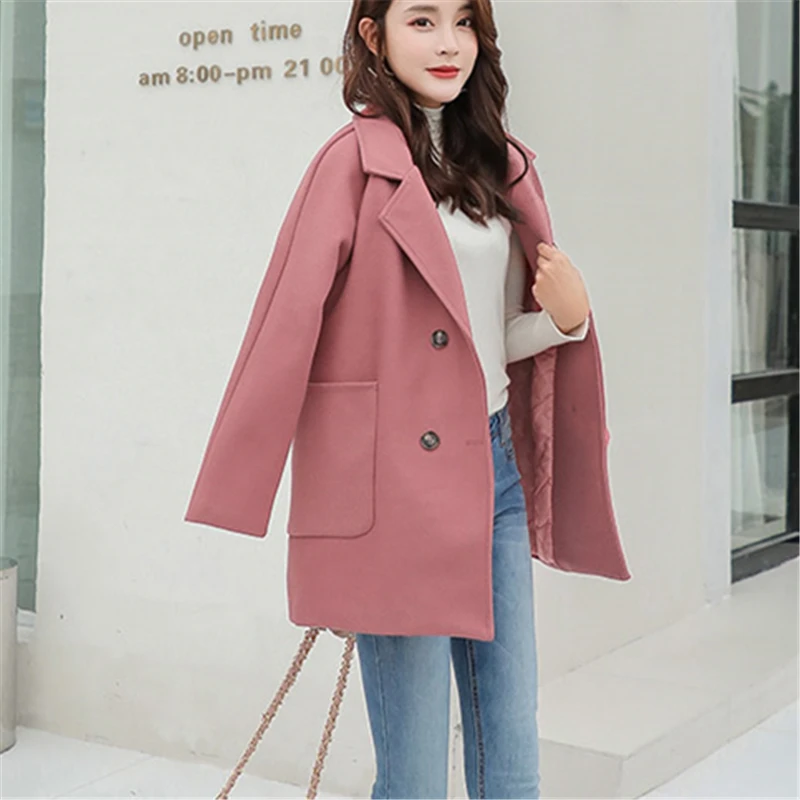 

2020 New Autumn Winter Wool Coat Women Plus Size XXL High Quality Slim Single-Breasted Thicken Warm Woolen Coat Female Elegant