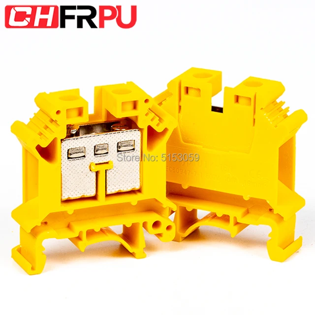10PCS UK-16N Universal DIN Rail Mounted Terminal Blocks Screw Type Connector Electrical Crimp Terminator UK16N Yellow