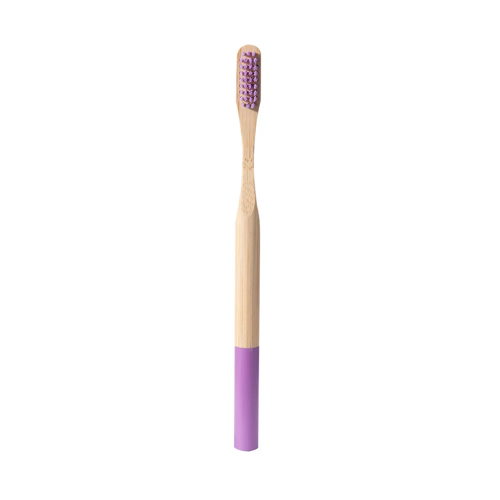 03 Purple Зубная щетка для взрослых, портативная, мягкая, для волос, Экологически чистая, для чистки полости рта, натуральный, чистый бамбук, средство для ухода за изделием, мягкая щетина, очистка языка - Цвет: 03 Purple