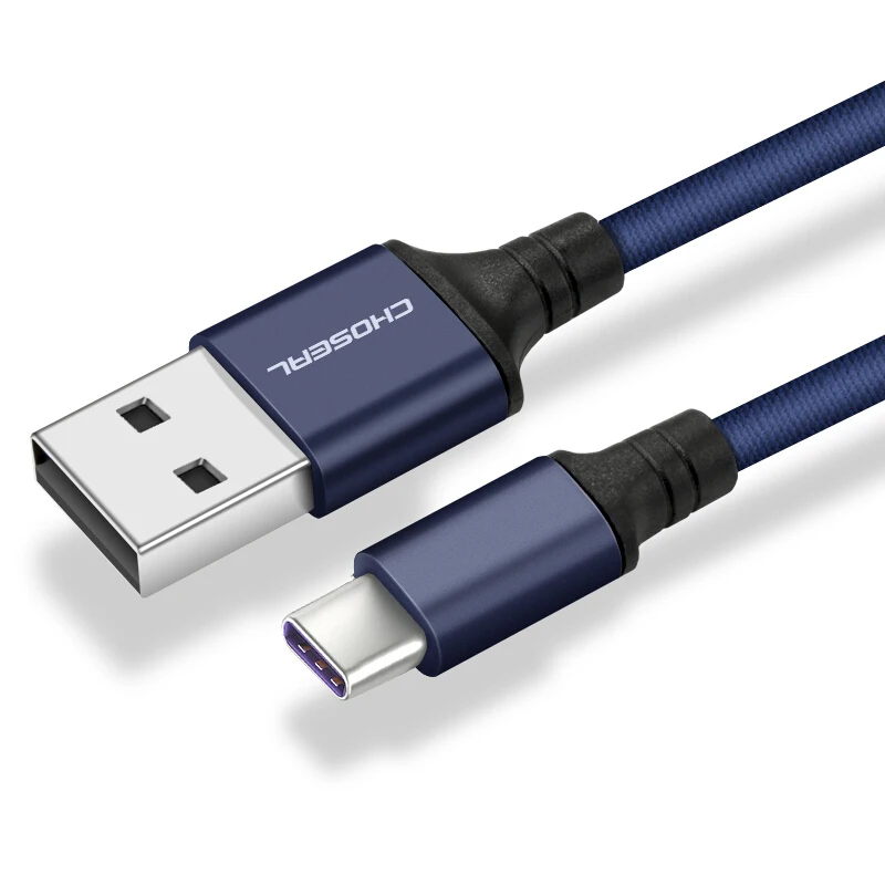 CHOSEAL USB-C кабель для быстрой зарядки кабель для зарядки USB A-type C зарядное устройство нейлоновый плетеный шнур для samsung S9 Xiaomi mi9 Redmi note - Цвет: Синий