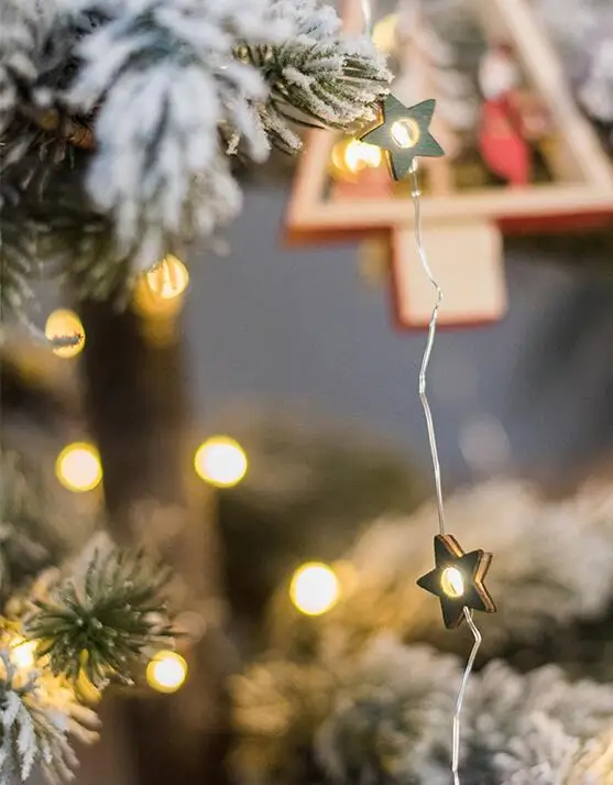 20Led Сказочный деревянный колокольчик звезда олень батарея медная проволочная гирлянда 2 м светодиодные украшения для рождественской гирлянды на окно год