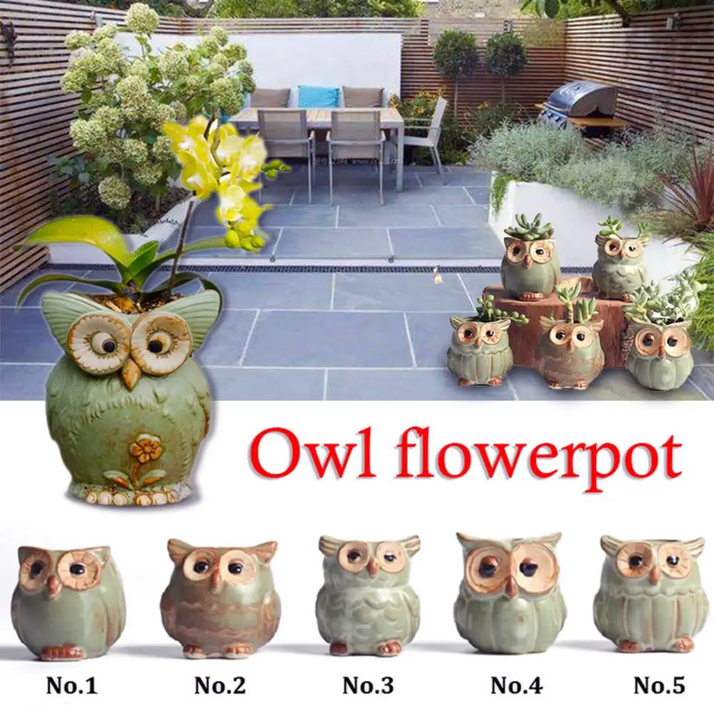 Gufo Vaso da fiori Cactus in ceramica Vaso per piante grasse Vasi nordici Decorazioni per la casa Cachepot per fiori Decorazione del giardino (Stile casuale)  15
