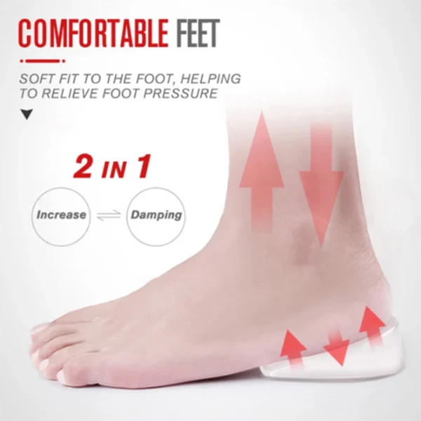 

Hot 1 Pair Gel Inner Heightening Insole Soft Elasticity Shock Absorption Decompression Heel Cushion BVN66