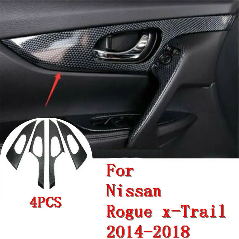 Для Nissan Rogue x-Trail- углеродное волокно стиль внутренняя ручка крышка чаши отделка 4 шт