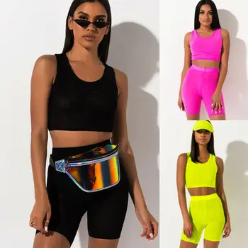 

UK Women Summer 2Piece Set Crop Tops Shorts Bodycon Outfit Short Sport Jumpsuit