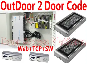 

OutDoor 2 Door PSU Power All-in-one Power Controller Web Log in+Outside WaterProof Code/EM RFID Reader 2 Door control+TCP/IP kit
