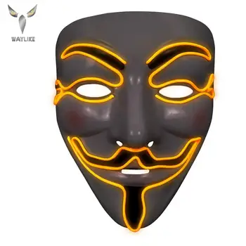 

Waylike Halloween Clown Mask LED Masks PVC Mask Neon Light Mask With Steady On Yellow Flashing Glowing Party Mask