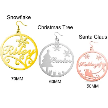 

AILIN Big Hoop Custom Name Earrings Stainles Steel Christmas Tree Snowflake Personalized Earrings for Women Jewelry Gifts 2020