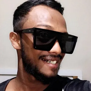 

2020 Super Large Square Sun Glasses Men's And Women's Flat Top Lens Conjoined Sunglasses Fashion Female Glasses UV400