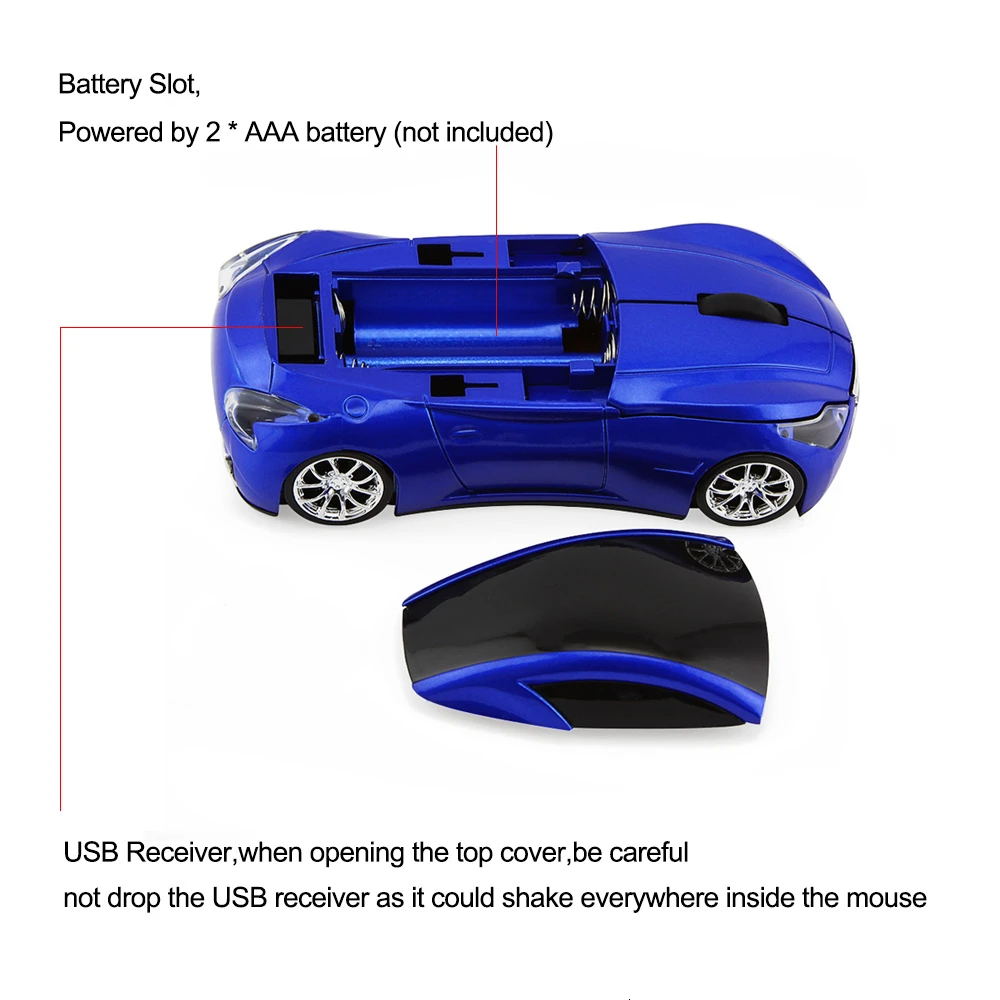 CHYI в форме автомобиля, беспроводная Милая Usb компьютерная мышь, мини эргономичная оптическая 3d PC Mause, 2,4 ГГц, 1600 dpi, светодиодный, в подарок, мыши для детей, ноутбука