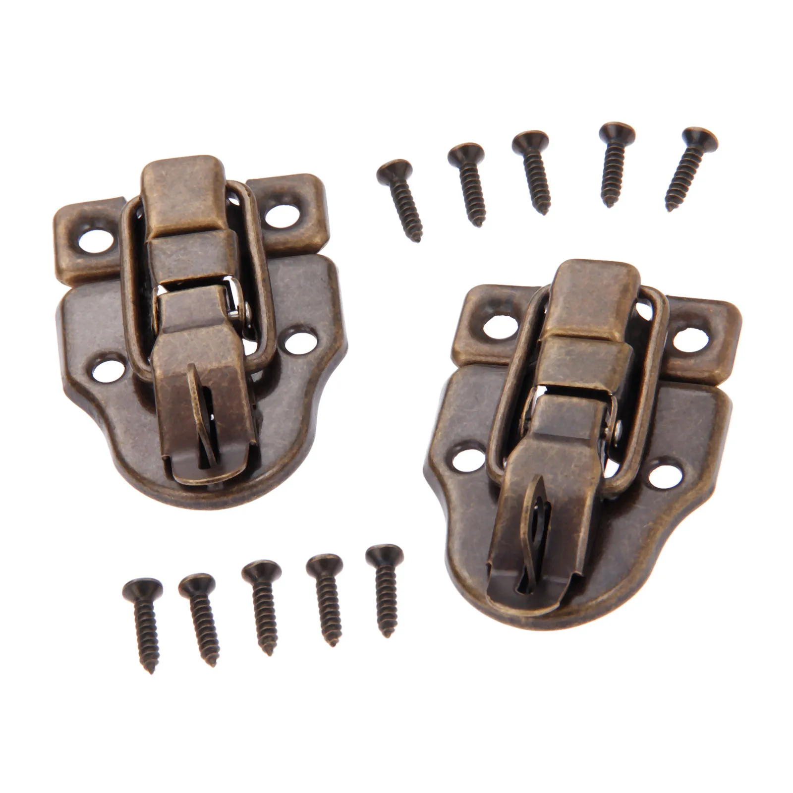 Jewelry box hasps Decorative latches Furniture hardware 2pcs Antique Bronze Box Latch Hasps Decorative Drawer Suitcases Jewelry Wood Case Iron Buckle Clasp 59*40mm