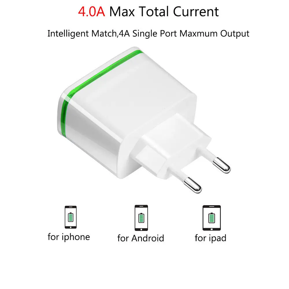 Универсальное зарядное устройство для путешествий с 4 usb-разъемами для зарядки телефона, адаптер с европейской вилкой, настенное зарядное устройство, 5 В, 4 а, быстрая зарядка для iPhone, samsung, камеры