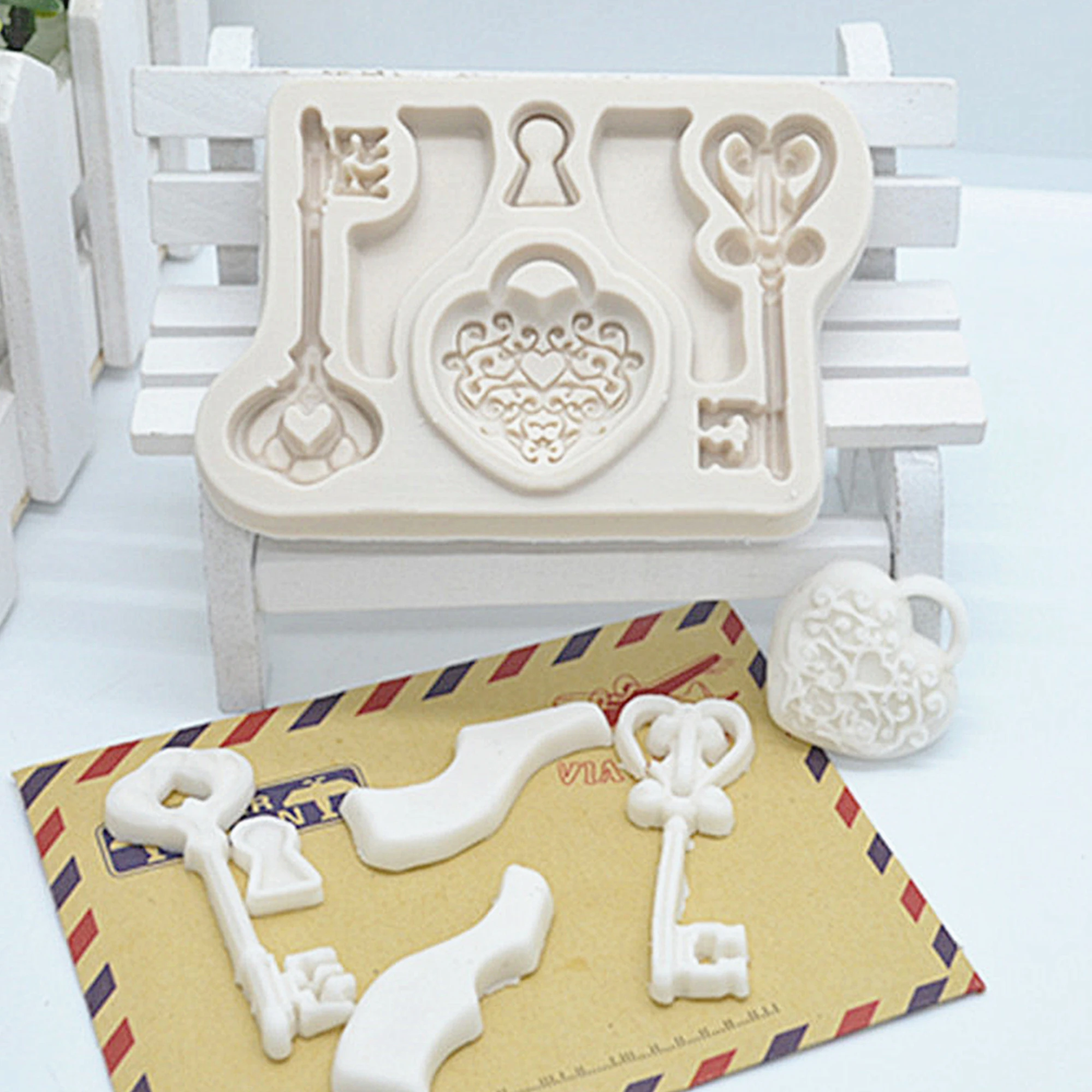 

Любовь ключ замок силиконовые формы Fondant (сахарная) Формы для выпечки торта Формы для шоколадной мастики, сахара, Кухня гаджет M1137