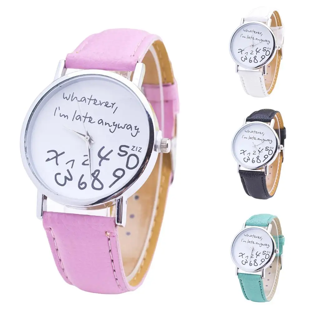 

Fashion Letters & Numbers Adjustable Faux Leather Round Dial Analog Quartz Wrist Watch Women Bracelet Decoration Женские часы