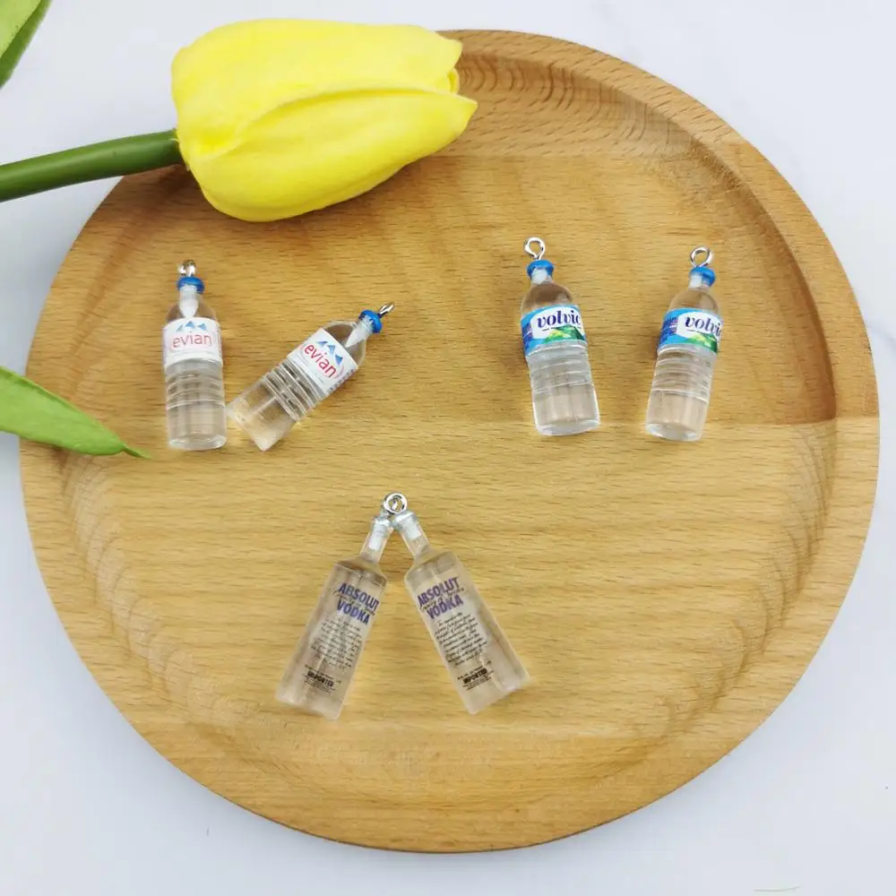 10pcs/lot Creative Resin Vodka Mineral Water Bottle Charms For