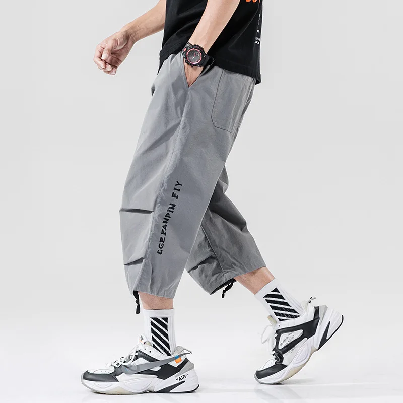 

2019 Summer New Style Japanese-style Shadowless Wall Large Size Printed Bouquet Feet Capri Pants M-5x Hk174