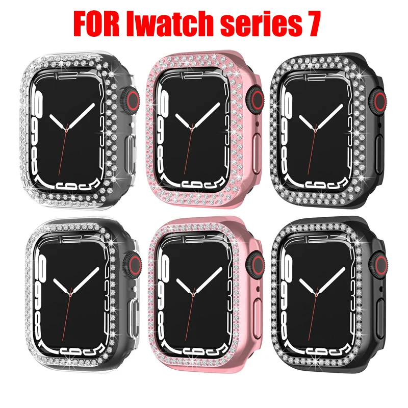 

Алмазный чехол из поликарбоната для Apple Watch, чехол 7 дюймов, аксессуары для женщин и мужчин, защитный бампер, чехол для Iwatch серии 41 мм, 45 мм