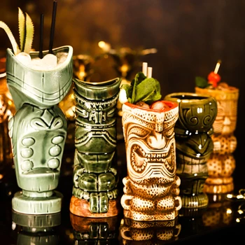 

1 pc Hawaii Tiki Mugs Cocktail Cup Beer Beverage Mug Wine Mug Ceramic Ku.Ku.Kauioo Mug