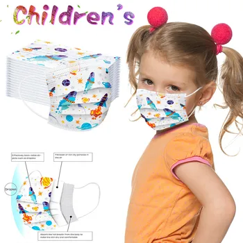 

100pcs 3 Layer Kids Masks Disposable Face Mask 3 Ply Children Mouth Face Masks Safe Breathable Cute Cartoon Nonwoven Child Mask