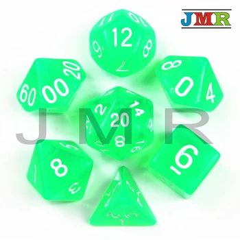

Multi Transparent 7pcDie Set with Candy Effect Poker Game Dice,Green color D&d D4,d6,d8,d10,d12,d20 Portable Dice,For Rpg Dnd