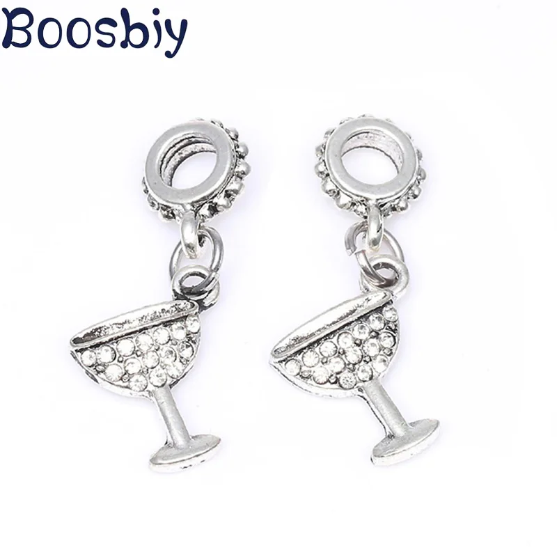 Boosbiy 2 шт. посеребренные хрустальные подвески с большим отверстием для вина