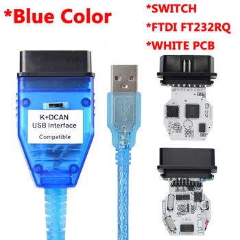 OBD 2 USB Cables For inpa K+DCAN USB Interface Diagnostic Tool E46 K+CAN K CAN FTDI FT232 Chip OBD2 Scanner 1