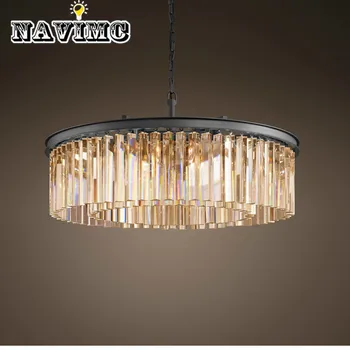 

Round Shape Crystal Chandelier Lighting Lustres Luminaires Hanging Light for Restaurant Crystal American Style Lamp
