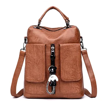 

Female Leather Backpacks Mochila Feminina Women Leather Backpacks High Quality School Bags For Girls Ladies Solid Casual Daypack