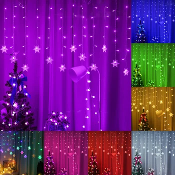 

LED Snowflake Fairy String Light Curtain Window Light Christmas Wedding Party Decor DNJ998
